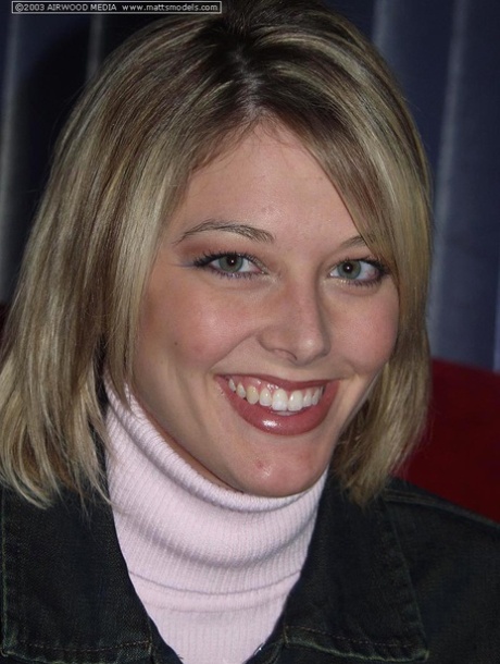 Blonde amateur Kyra frees her perky breasts from turtleneck sweater 71868767