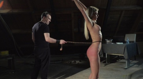 Skinny blonde slave takes as much punishment as her Master can give out 99022273