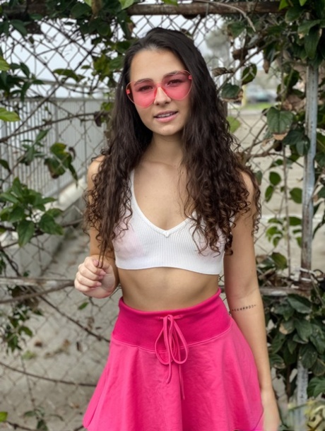 Young brunette Liz Jordan models a bikini at a marina before sex at home 73513612