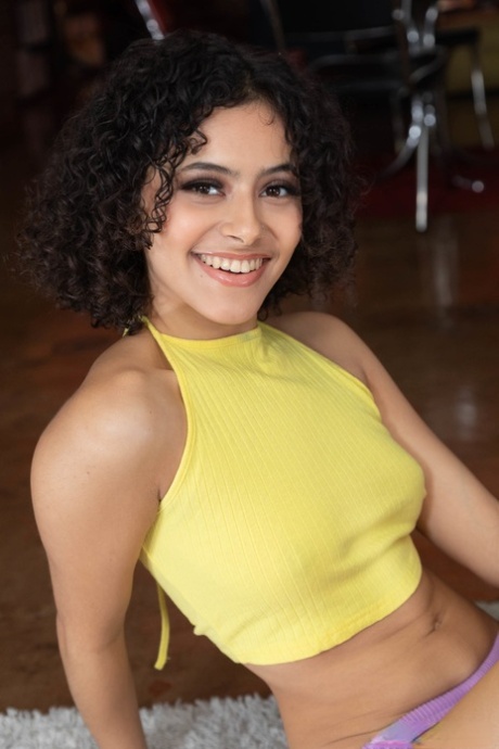 Ebony cutie with curly hair Dani Diaz disrobes prior to having POV sex 70078010