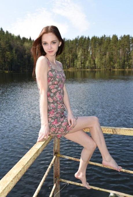 Nice teen Pala gets completely naked on a deck during the day 48301674