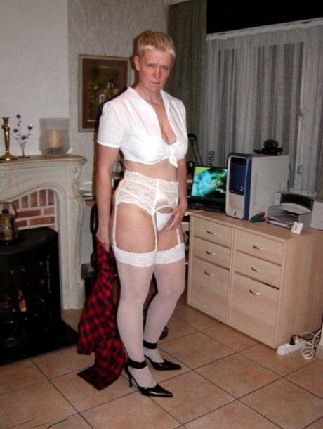 Old woman Tiffany Pearl partakes in upskirt play while dressed as a schoolgirl 56481801