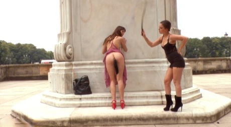 Nice girl undergoes public humiliation from a sadistic chick before anal sex 28972870