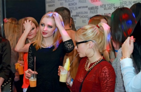 Club going party girls get loose with male strippers after getting drunk