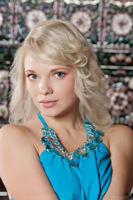 Young blonde Feeona A confidently frees her nubile body from a short dress 79589363