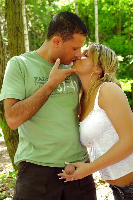 Amazing blowjob done by a clothed chick with pigtails outdoor