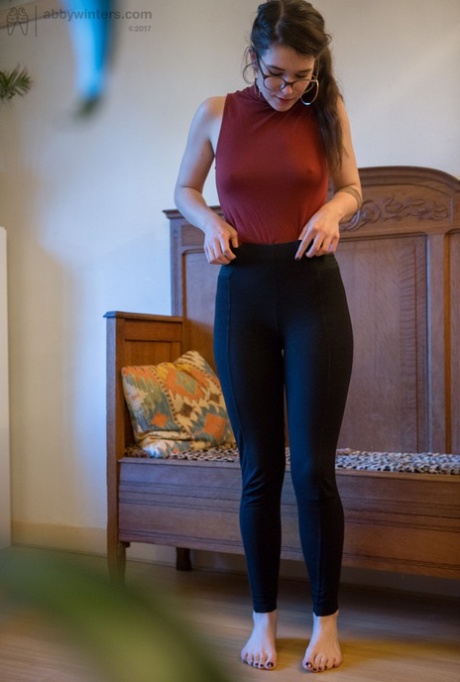 Naked female wearing glasses gets dressed on hidden spy camera 54926858